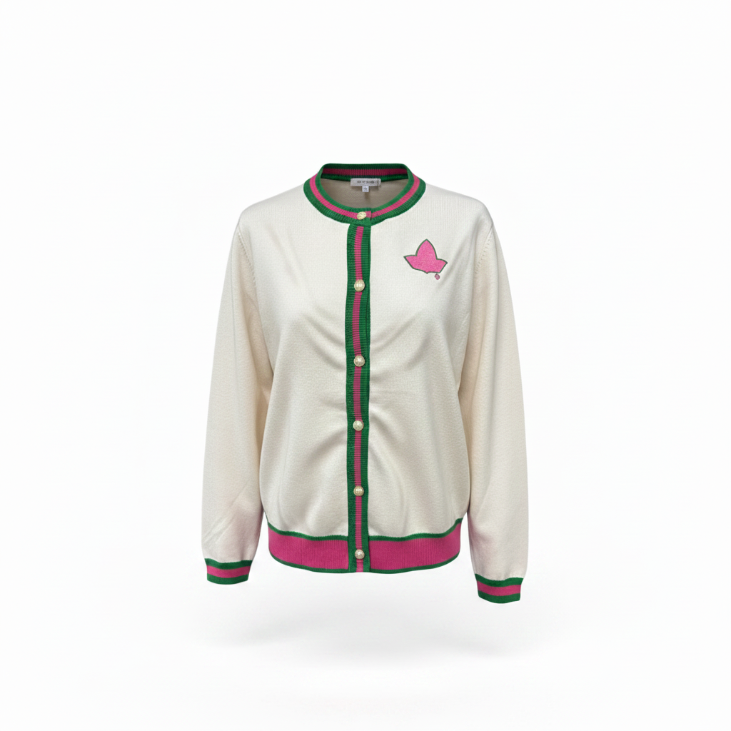 Cream, Pink and Green Cardigan