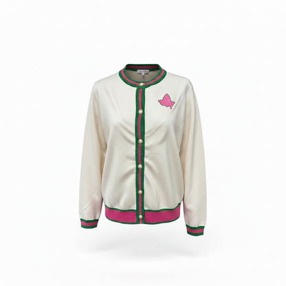 Cream, Pink and Green Cardigan