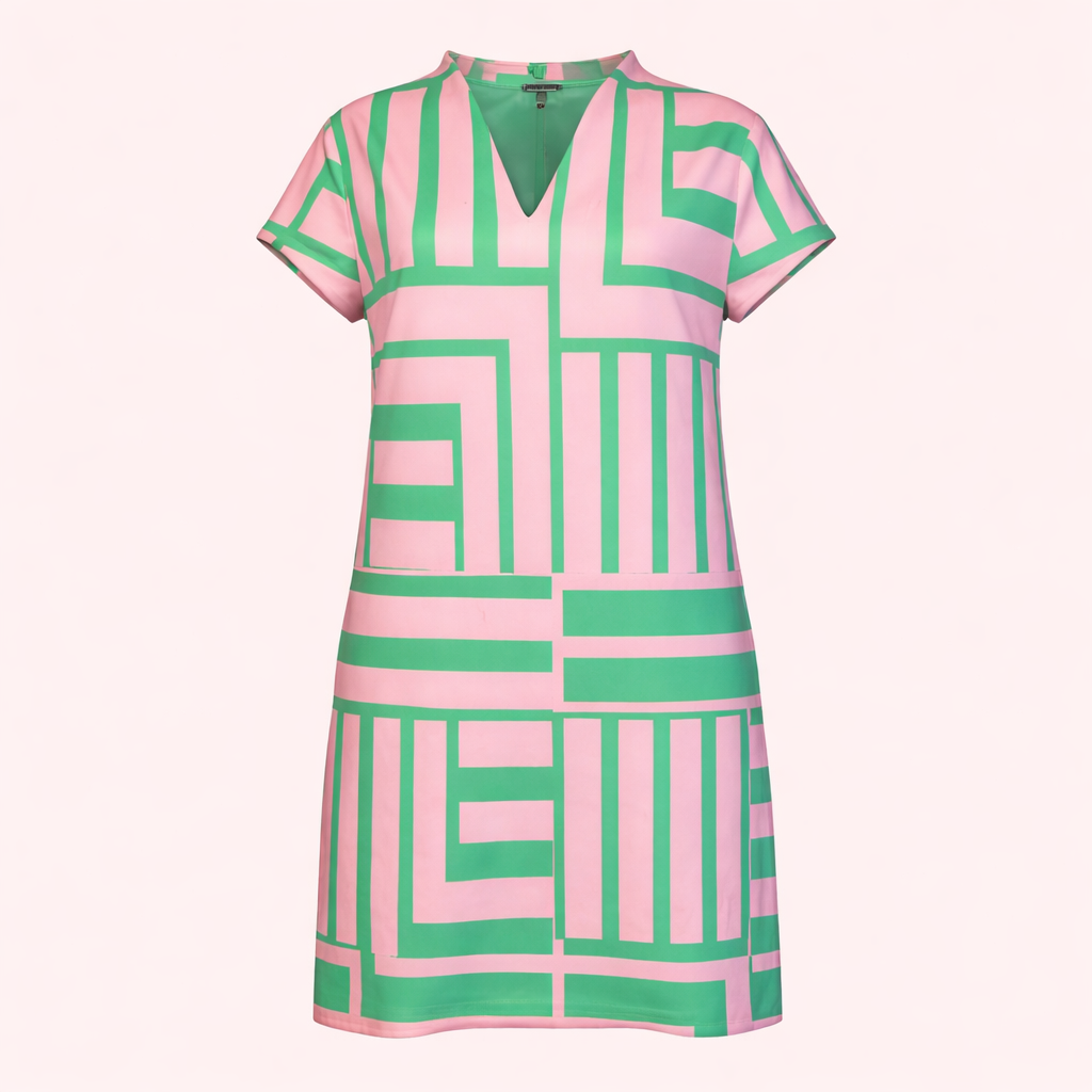 Pink and Green Block Dress
