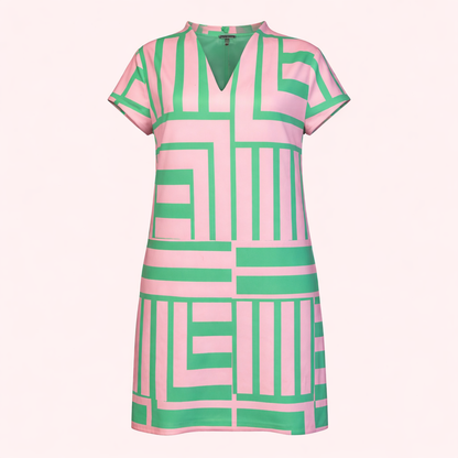 Pink and Green Block Dress