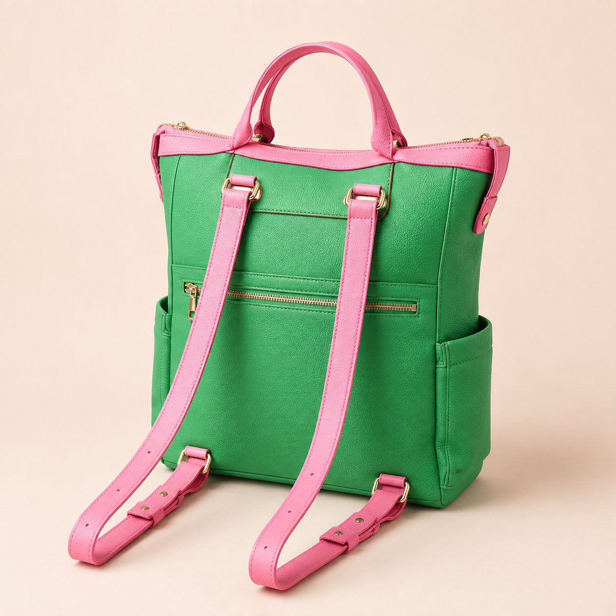 AKA Pink and Green Sleek Backpack