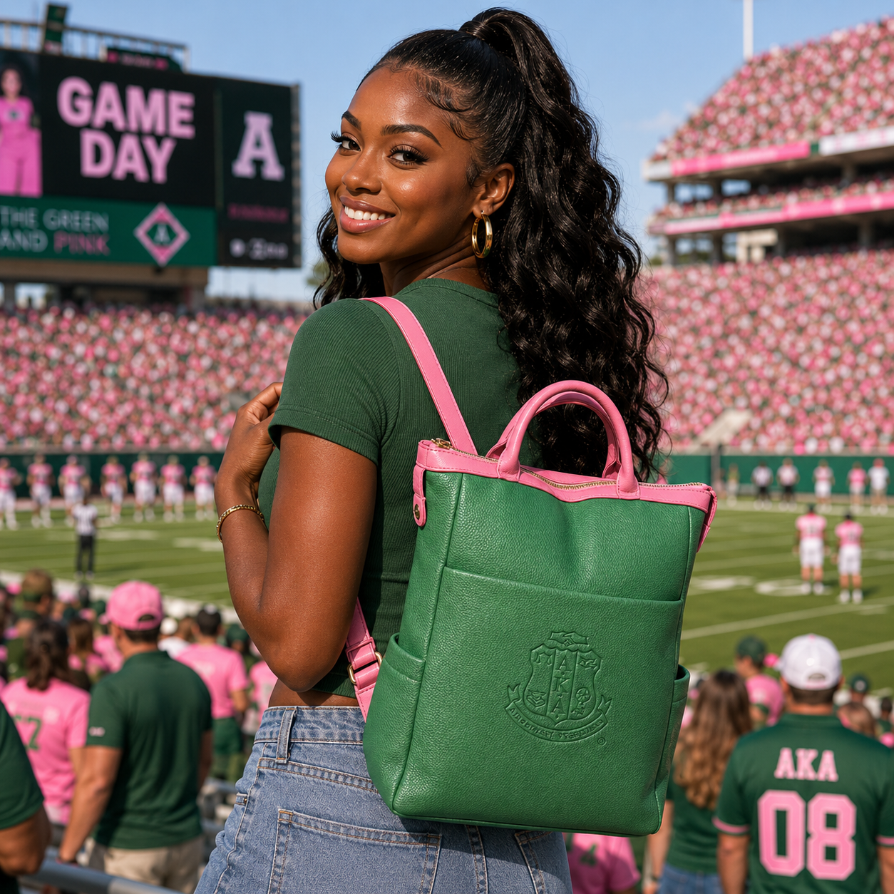 AKA Pink and Green Sleek Backpack