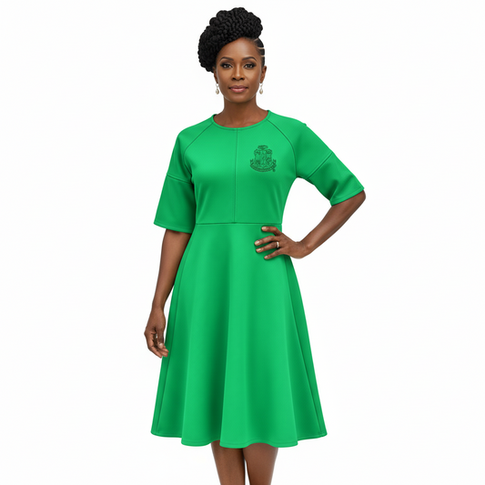 Green Dress with AKA Shield
