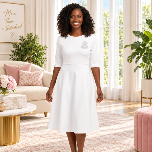 White Dress with AKA Shield