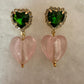 Pink and Green Heart Crystal Earring