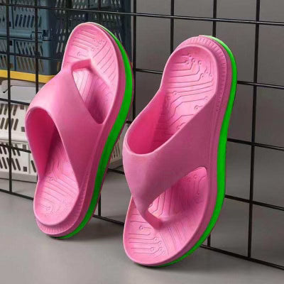 Pink and Green Flip Flops