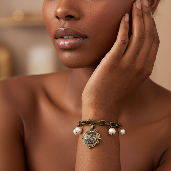 AKA | Chunky Shield Coin Bracelet – Pink and Unique