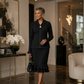 Midnight Elegance Ribbed Skirt Suit
