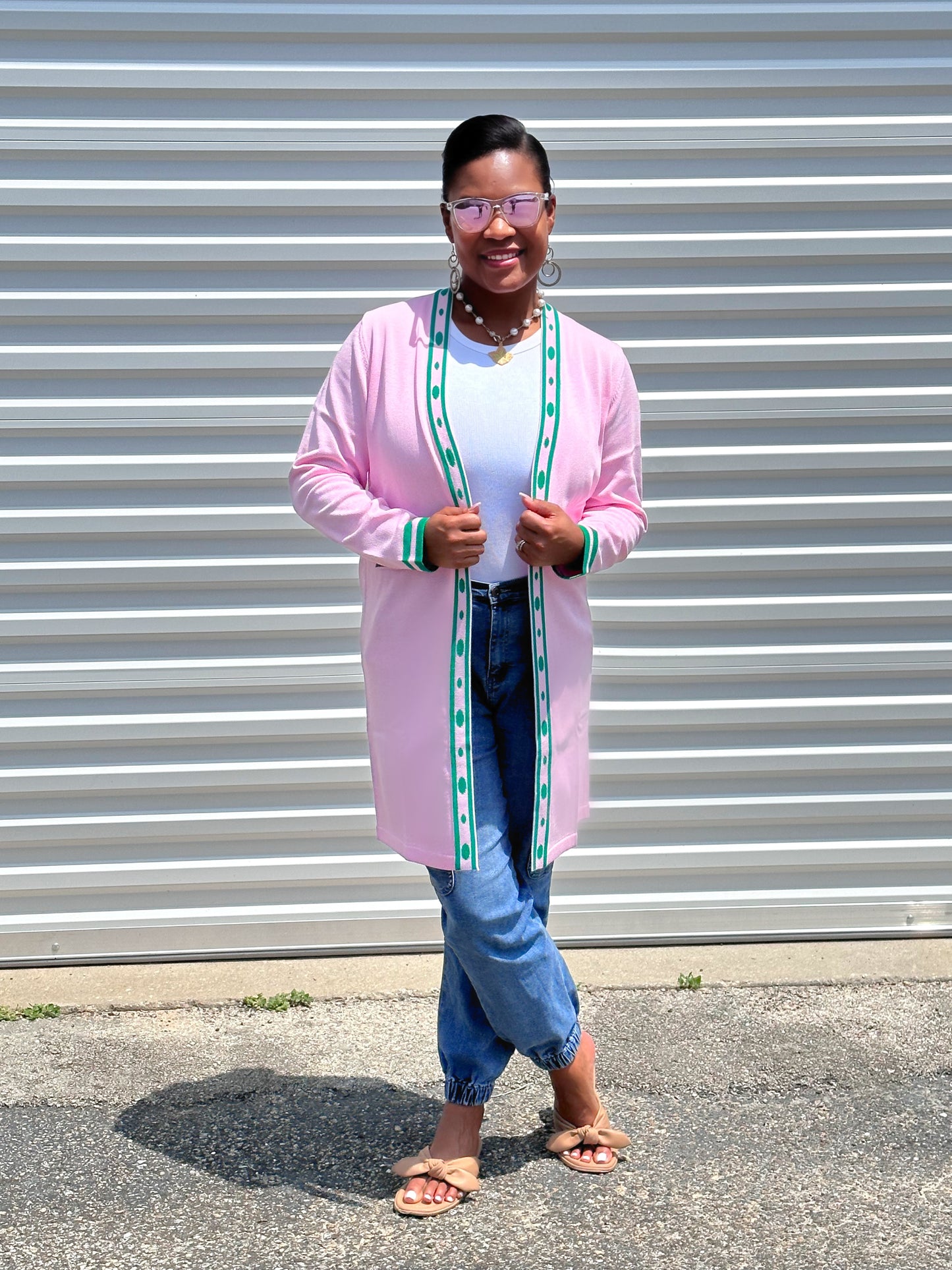 Pink & Green | Long Pink and Green Cardigan