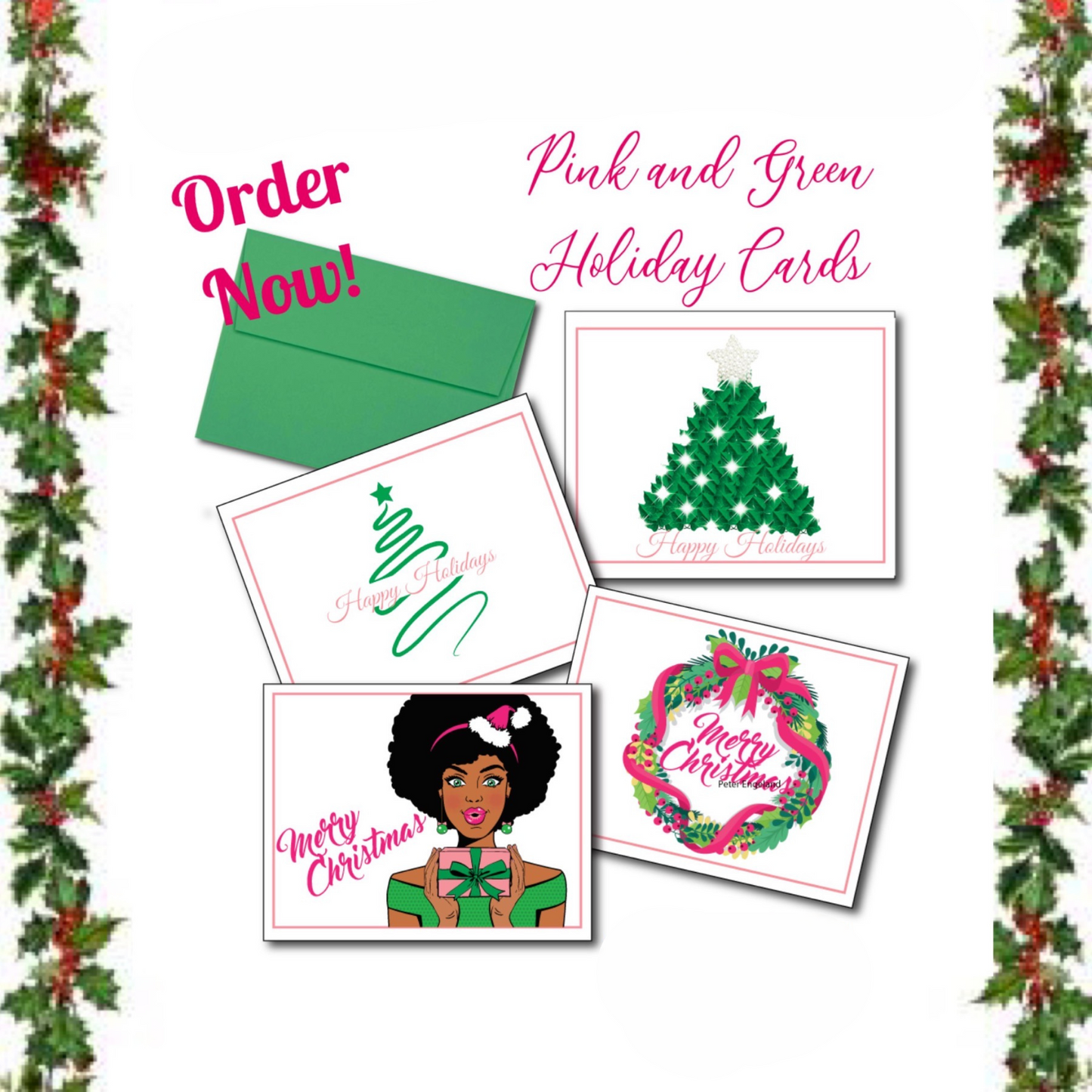 Pink & Green | Christmas Cards